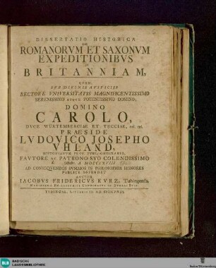 Dissertatio Historica De Romanorum Et Saxonum Expeditionibus In Britanniam