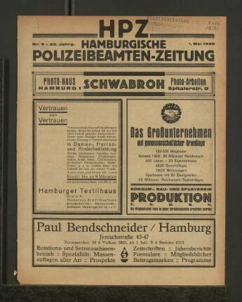 Nr. 9 * 20. Jahrg. 1. Mai 1930