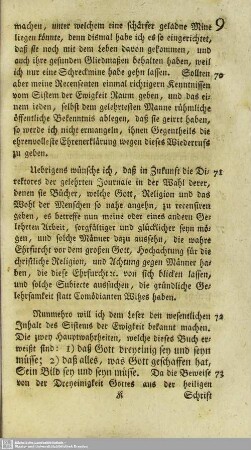 Inhalt von diesem Buche, nähmlich dem Sistem der Ewigkeit 9,72-11,24