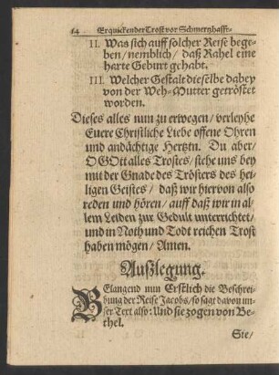 Außlegung.