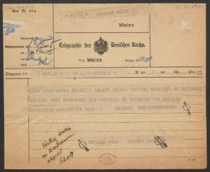 Brief an B. Schott's Söhne : 15.10.1917