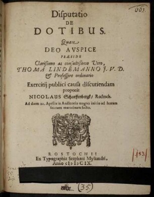 Disputatio De Dotibus