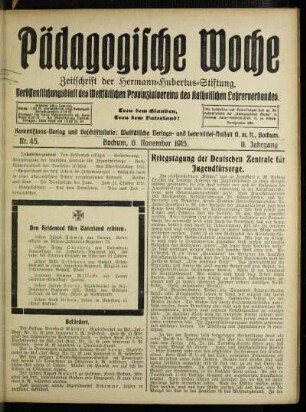 Kriegstagung der Deutschen Zentrale für Jugendfürsorge
