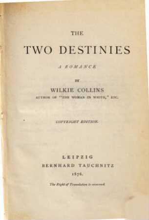 The two destinies : a romance