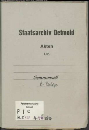 Belegakten zu den Heiraten der katholischen Gemeinde Sommersell, Kreis Höxter (1808-1813)