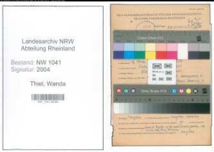 Entnazifizierung Wanda Thiel , geb. 17.10.1901 (Postbeamtin)