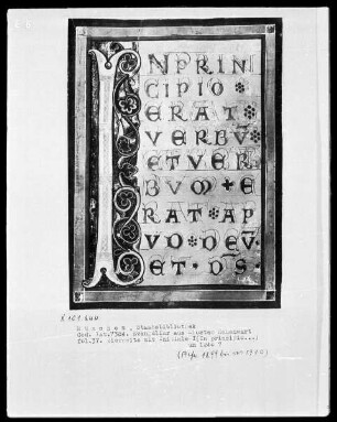 Evangeliar aus Kloster Hohenwart — Initialseite I(n principio), Folio 37recto