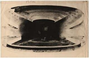 Volksbühne, Berlin-Mitte Wiederaufbau: Foto von Inv.Nr. 38855: perspektivische Skizze des Theaterinnenraums