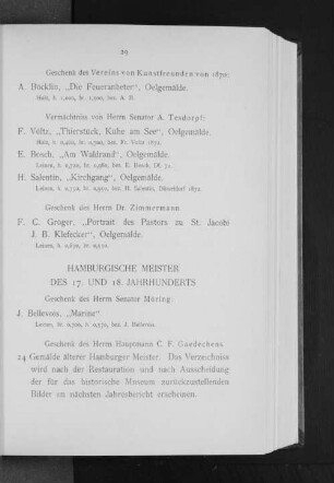 Hamburgische Meister des 17. und 18. Jahrhunderts