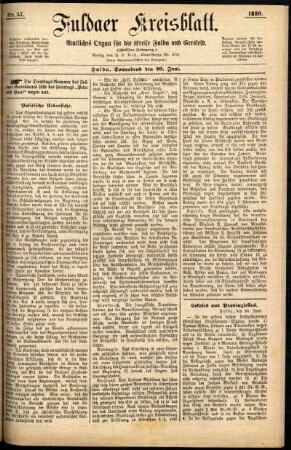 Erste Ausgabe vom Samstag, den 26. Juni 1880.