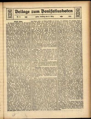 Zweite Ausgabe vom Sonntag, den 17. März 1912.