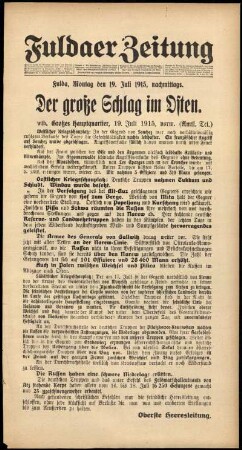Zweite Ausgabe vom Montag, den 19. Juli 1915.