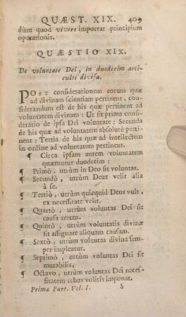 Quaestio XIX. De voluntate Dei, in duodecim articulos divisa.
