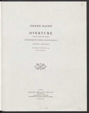 Overture for an english opera : (overture to "Orfeo ed Euridice"?)