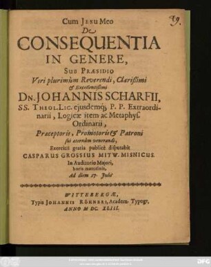 De Consequentia In Genere