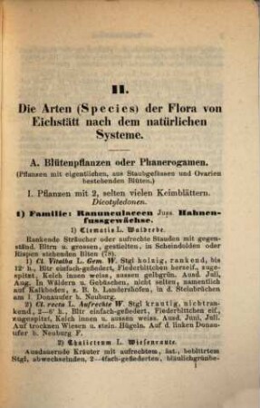 Prodromus florae Eystettensis : Versuch einer systematischen Characteristik der in der näheren und ferneren Umgebung Eichstätt's wildwachsenden Gefäßpflanzen, 2. Die Arten