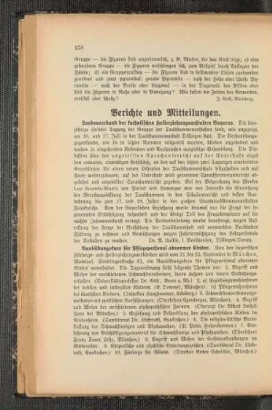 Berichte und Mitteilungen : Landesverband der katholischen Heilerziehungsanstalten Bayerns