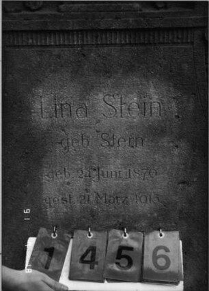 Grabstein 1456 [Hahn S. 202 Grab-Nr. 2158]: Grabstein 1456 (Detailaufnahme) [Hahn S. 202 Grab-Nr. 2158]