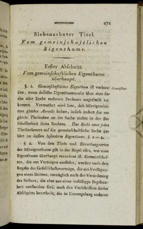 Siebenzehnter Titel. Vom gemeinschaftlichen Eigenthume