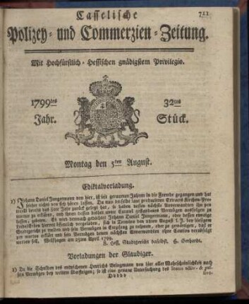 32tes Stueck, Montag den 5ten August 1799