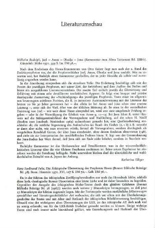 72 [Rezension] Rudolph, Wilhelm, Joel, Amos, Obadja, Jona