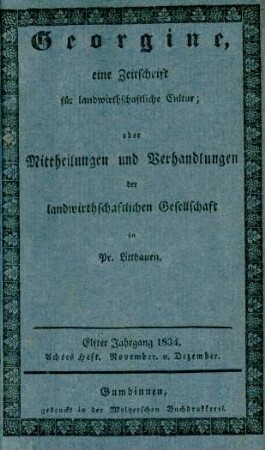 Elfter Jahrgang 1834. Achtes Heft. November. u. Dezember.