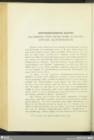 Einunddreissigstes Kapitel, Allgemeines über Strahlungen (Kathoden-, Röntgen-, Radiumstrahlen)