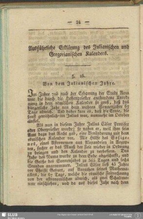 Ausführliche Erklärung des Julianischen und Gregorianischen Kalenders