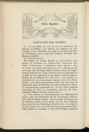 XVII. Kapitel - Ausfüllung der Öffnung