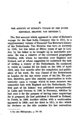 The account of Hudson´s voyage by the Dutch historian, Emanuel van Meteren