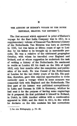 The account of Hudson´s voyage by the Dutch historian, Emanuel van Meteren