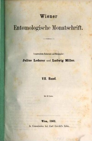 Wiener entomologische Monatsschrift. 7. 1863