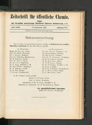 Heft XVIII. 30. September 1910. Jahrgang XVI.