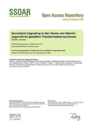 Incumbent Upgrading in den Slums von Nairobi: Jugendliche gestalten Transformationsprozesse