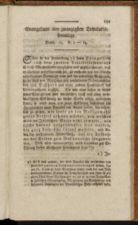 Evangelium am zwanzigsten Trinitatissonntage. Matth. 22, V. 1-14