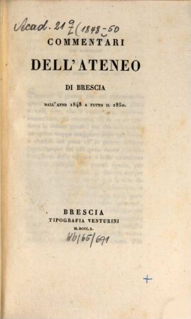 Commentari dell'Ateneo di Brescia, 1848/50