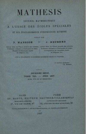TOME VII. - JUIN 1897.