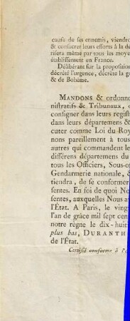Loi : Portant Déclaration de Guerre contre le Roi de Hongrie & de Bohême