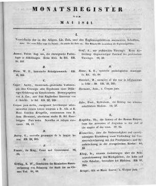 Monatsregister vom Mai