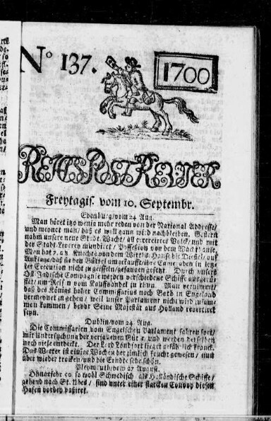 Front page of a newspaper
