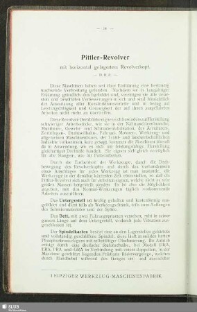 Pittler-Revolver mit horizontal gelagertem Revolverkopf. D.R.P.