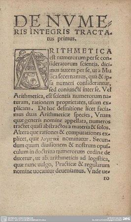 De Numeris integris tractatus primus.