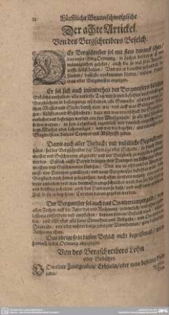 Der achte Artickel. Von des Bergschreibers Befelch.