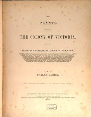 The plants indigenous to the Colony of Victoria. 1, Thalamiflorae