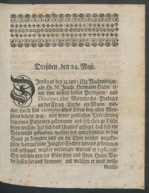 Dreßden, den 24. Maji