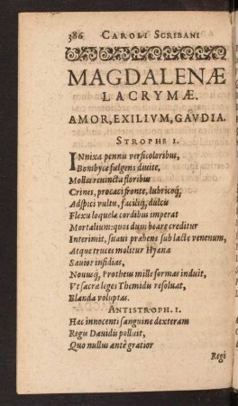 Magdalenae Lacrymae. Amor, Exilium, Gaudia.