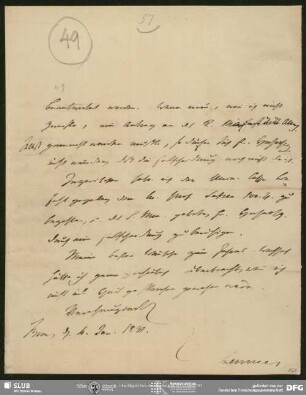 Eigenh. Brief von Philipp Joseph von Rehfues an August Wilhelm von Schlegel, Bonn, 04.01.1831