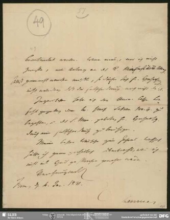 Eigenh. Brief von Philipp Joseph von Rehfues an August Wilhelm von Schlegel, Bonn, 04.01.1831