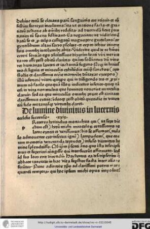 De lumine divinitus in lucernis ecclesie succenso.