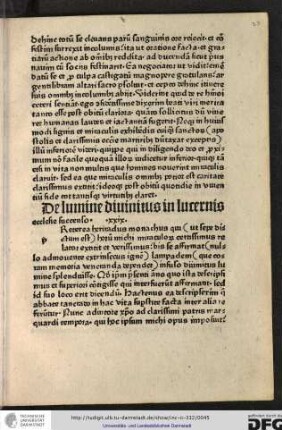 De lumine divinitus in lucernis ecclesie succenso.